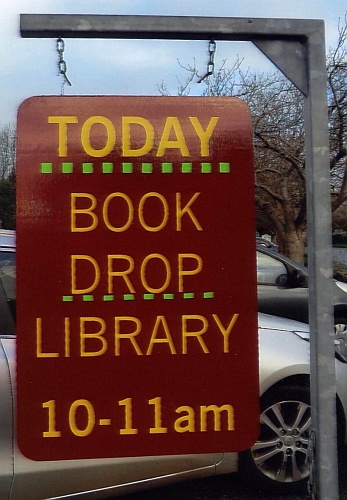 Burton Book Drop Library Sign