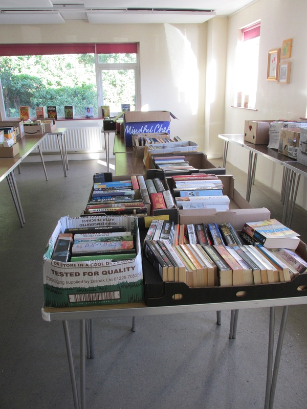 Pop-up used bookshop at Burton Memorial Hall. 