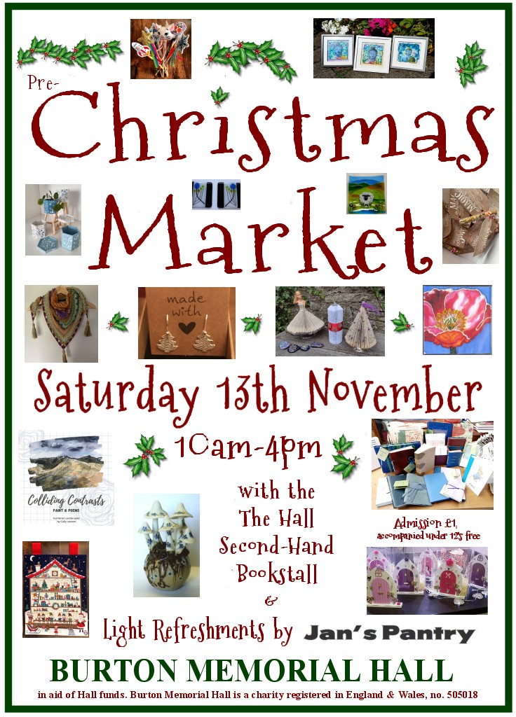 Burton Memorial Hall Pre-Christmas Market Sat 13th Nov 2021