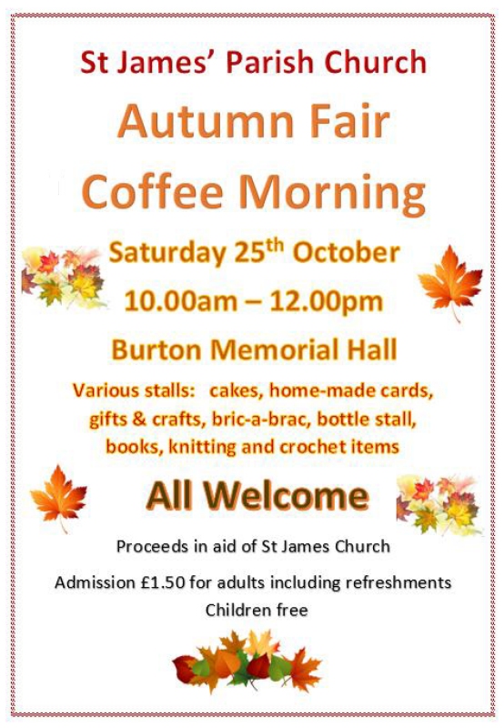 St James' Church Autumn Fair Coffee Morning Sat 25th Oct 2025