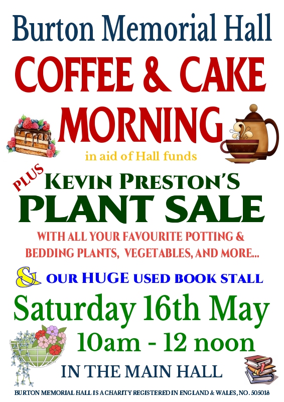 ning Sat 16th May, 2026 at Burton Memorial Hall