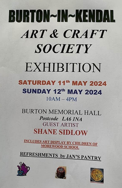 Annual Art & Craft Exhibition at Burton Memorial Hall 11th & 12th May 2024 10am-4pm