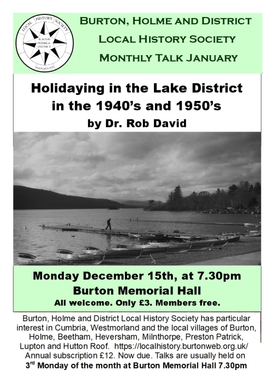 Local history society talk Monday 15th December 2025 at Burton Memoiral Hall