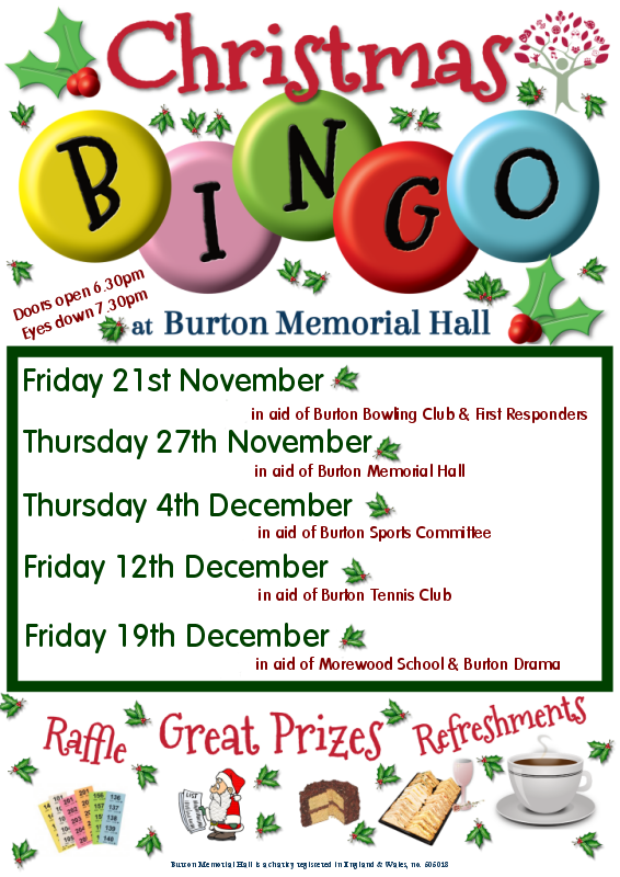 Christmas Bingo at Burton Memorial Hall 2025