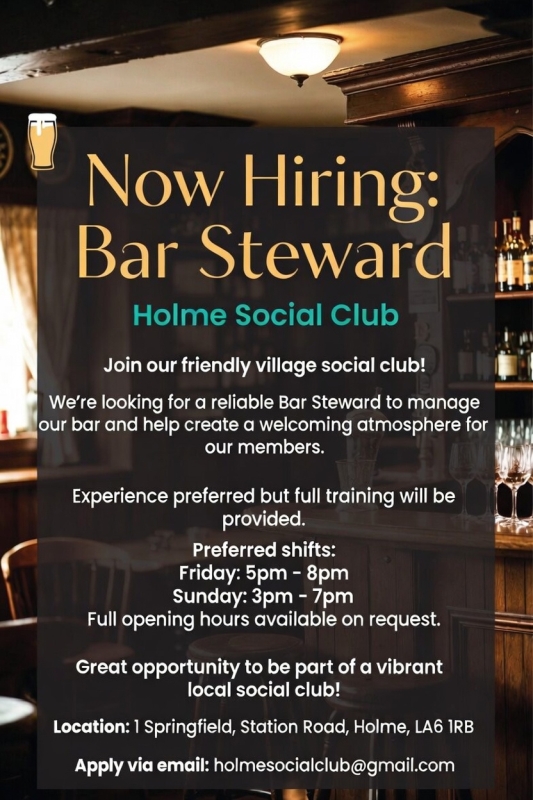 Job Vacancy at Holme Social Club