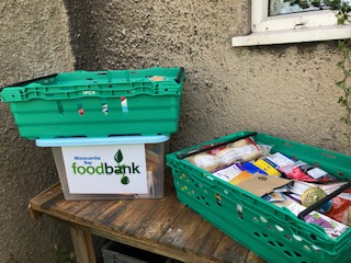 Morecambe Bay Food Bank collection point in Burton