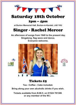 Afternoon of song with Rachel Mercer Sat 18th Oct 2025 2-4pm.