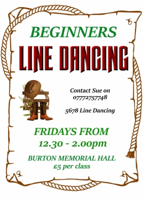 Line dancing at Burton Memorial Hall from Fri 20th Mar 2026