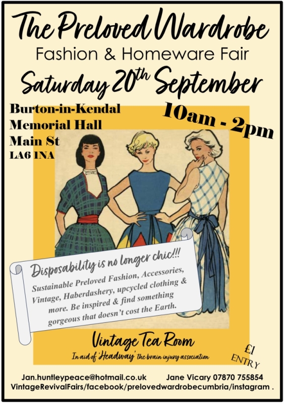 Fashion & Homeware Fair Sat 20th Sep 2025 at Burton Memorial Hall 10am-2pm
